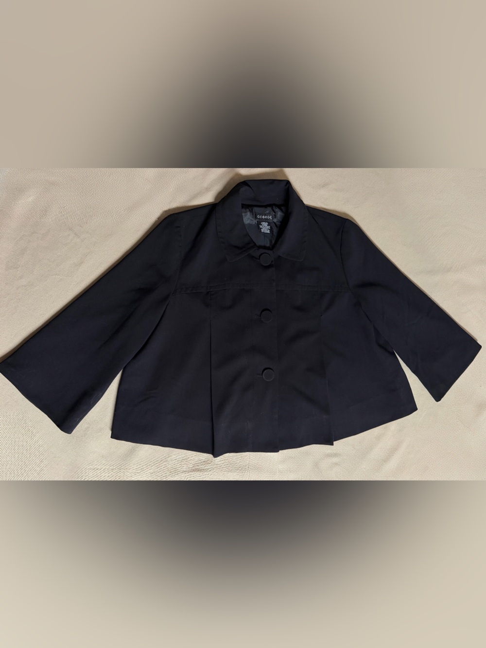 George Black Cropped Boxy Blazer with Large Buttons